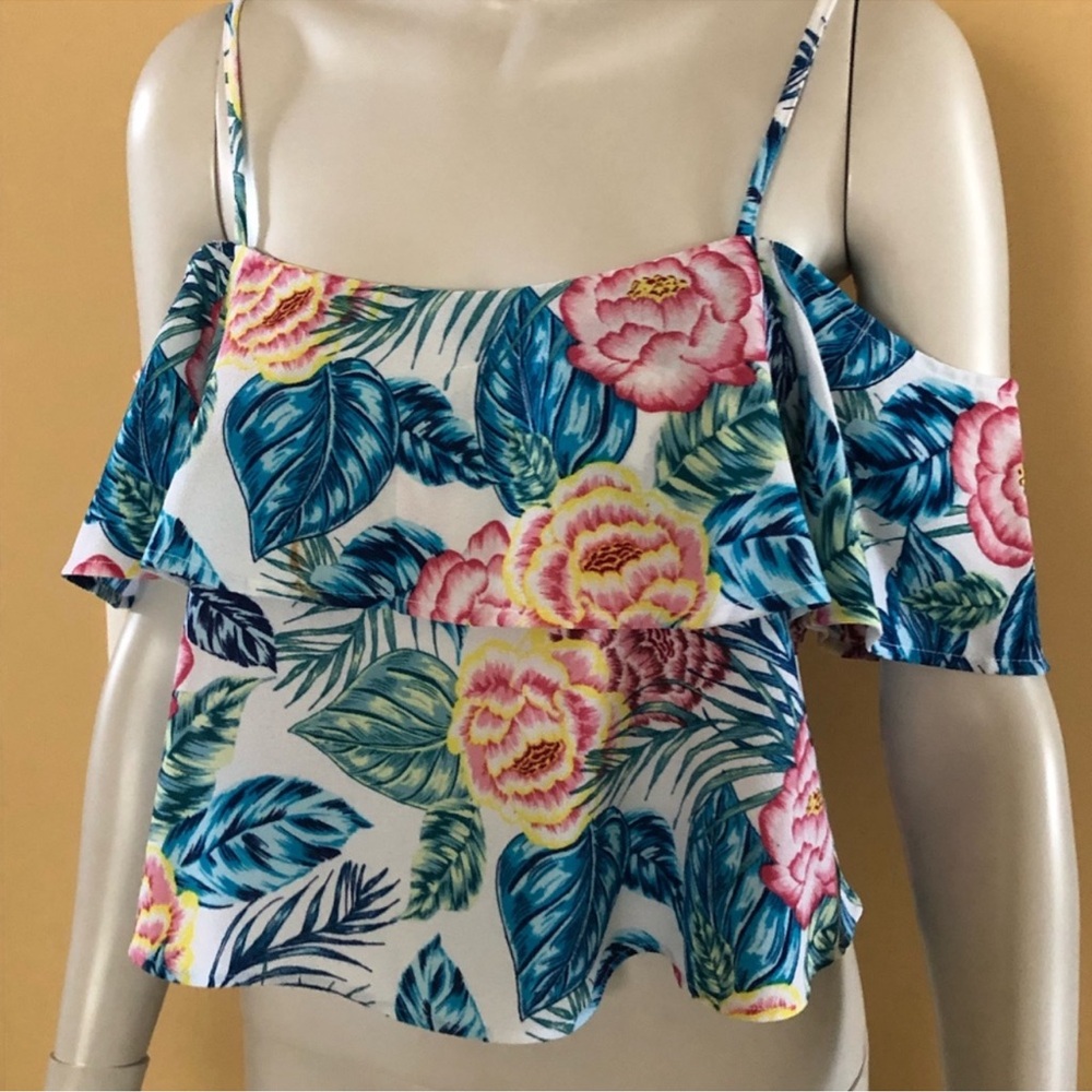 H&M Divided Floral Print Cold Shoulder Top - Size 8 - NWOT - Picture 11 of 12
